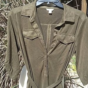 Cato Army Green Faux Suede Midi Dress